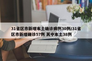 31省区市新增本土确诊病例30例/31省区市新增确诊57例 其中本土38例